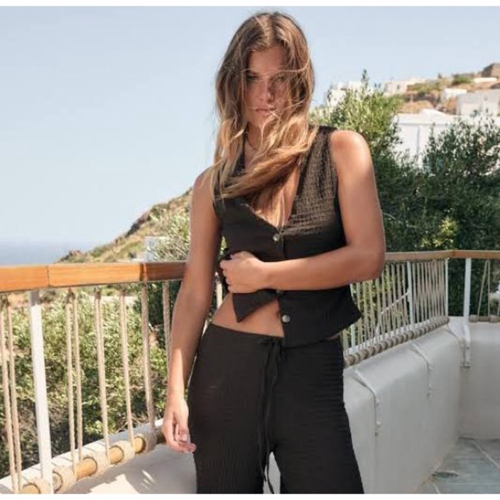 New Zara structured vest top in chocolate brown - small